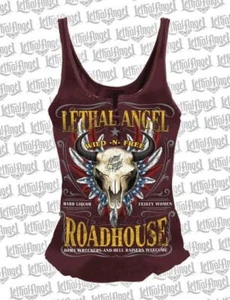 Camiseta sin mangas Lethal Angel Roadhouse Bull Skull Motociclista Salvaje Libre con cordones LA20595 - Imagen 1 de 4