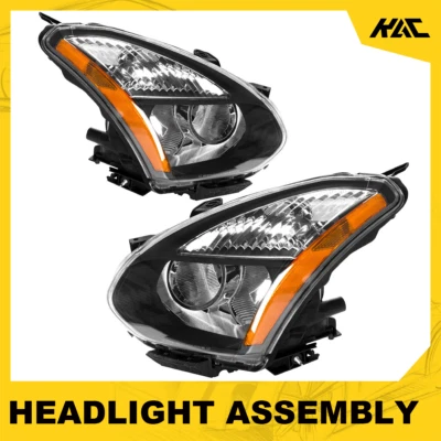 Headlights Assembly For 2008-13 Nissan Rogue Black Headlamps Lights Left+Right Foto 1 de 4