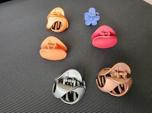 Variety batch 6 hair clips small - medium sized blue orange red gold gray - Picture 1 of 4