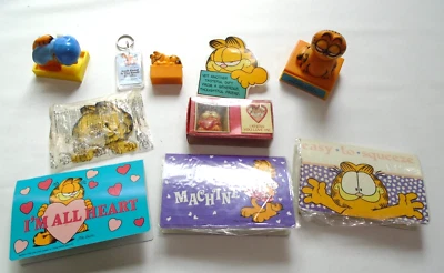 Lot of 10 Vintage Garfield Items Key Chain Sharpener Hallmark Enesco Etc — 第 1/4 张图片