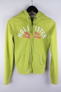 Hollister Women Hoodie Casual Leisure Full Zip Green Cotton Blend size S UK8