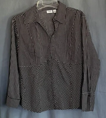 CATO Women's 14/16W Blouse Top Brown with White Polka Dots Long Sleeves - Image 1 of 4