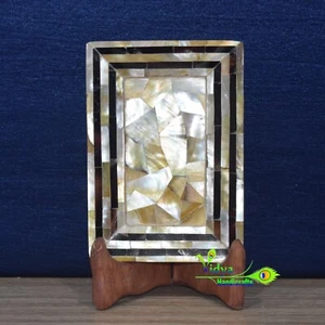 6 Inch Luxurious Marble Inlay Tray Handmade Serving Tray SeaShell Inlaid Decor - Picture 1 of 6