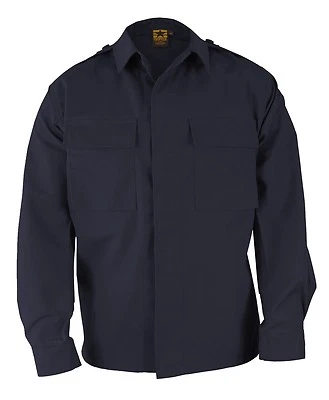 PROPPER MENS SMALL REG F5452 BDU 2 POCKET COAT LONG SLEEVE BATTLE RIP SHIRT NAVY - Image 1 of 4