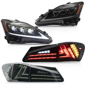 VLAND Headlights Smoked Taillights Set for 2006-2013 Lexus IS250 IS350 IS F Mode - Picture 1 of 12