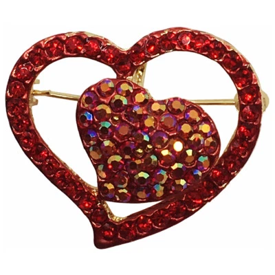 RUCINNI Heart Brooch/Pendant, 20K Gold Plated and Swarovski Crystals (30141/RD)  Foto 1 de 4