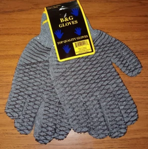 B & G GLOVES NONSLIP PVC KNIT GRIPPER GLOVES-LARGE - Picture 1 of 4