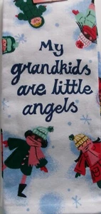 FULL UNCUT CHRISTMAS MY GRANDKIDS ARE ANGELS Print Cotton Kitchen Towel - Bild 1 von 1