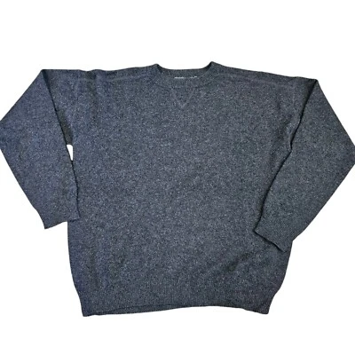 Y2K Mens Cashmere Sweater Medium Charcoal Gray Baggy Fits Large Crewneck Classic - Image 1 of 4