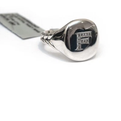 Anillo DAVID YURMAN Nuevo Pavé Inicial Letra F Pinky en Diamante y Plata Talla 3.5 Foto 1 de 4