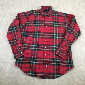 Ralph Lauren Button Down Shirt Mens Large Red White Plaid Long Sleeve Cotton - Picture 1 of 11