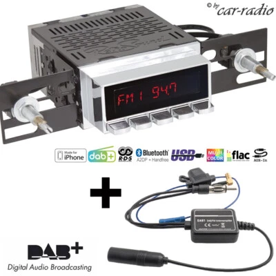 RetroSound Radiomodul Motor-6 DAB+ mit Chrom Display und DAB Antennensplitter - Bild 1 von 4