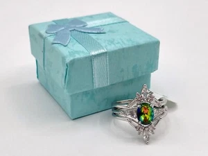 Bomb Party Ring HALO GOGO RBP6134 Kindred Souls Rainbow Tourmaline Sz 8 Rhodium  - Picture 1 of 7