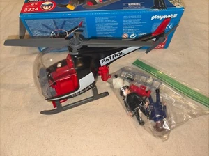 Playmobil #3324 PATROL CHOPPER POLICE HELICOPTER SET - USED W/ BOX COMPLETE - Picture 1 of 6