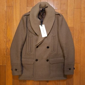 NEW Rainmaker Kyoto Made in Japan Cashmere Wool Melton Military Peacoat IT 46 S - Picture 1 of 24