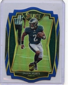 2020 SELECT #150 JALEN HURTS "BLUE PRIZM DIE-CUT" ROOKIE CARD RC, EAGLES, 020125 - Picture 1 of 1