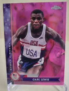 2024 TOPPS CHROME US OLYMPICS CARL LEWIS PINK #14 - Picture 1 of 2