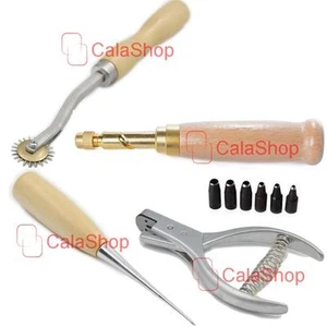 4 styles Wood Handle Wheel Hole Punch AWL PATTERN NOTCHER Leather Craft Tools US - Picture 1 of 5