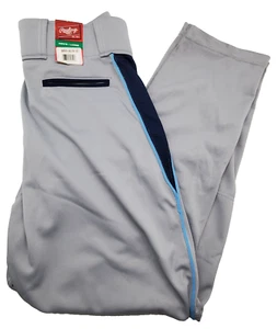 Rawlings Adult Large BPVP Baseball Pant BPVP-BG/N-90 Gray Navy Light Blue Piping - Picture 1 of 6