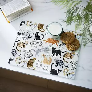 Glass Worktop Saver Ulster Weavers Feline Friends Glass Cream - Picture 1 of 2