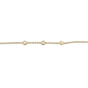 9ct Yellow Gold 3 Stone Round Brilliant Cut Diamond Bracelet Adjustable Length - Picture 1 of 3
