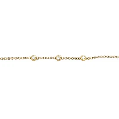 9ct Yellow Gold 3 Stone Round Brilliant Cut Diamond Bracelet Adjustable Length - Image 1 of 3
