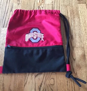 OSU Buckeyes Drawstring Bag Side Backpack Zipper pocket 16 x 14 inch Ohio State - Picture 1 of 5
