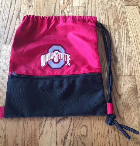 OSU Buckeyes Drawstring Bag Side Backpack Zipper pocket 16 x 14 inch Ohio State Cover