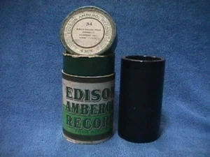 EDISON 4 MINUTE Cylinder 34 ALWAYS GALLANT POLKA Green MATCHING Case + 34 Lid - Picture 1 of 5