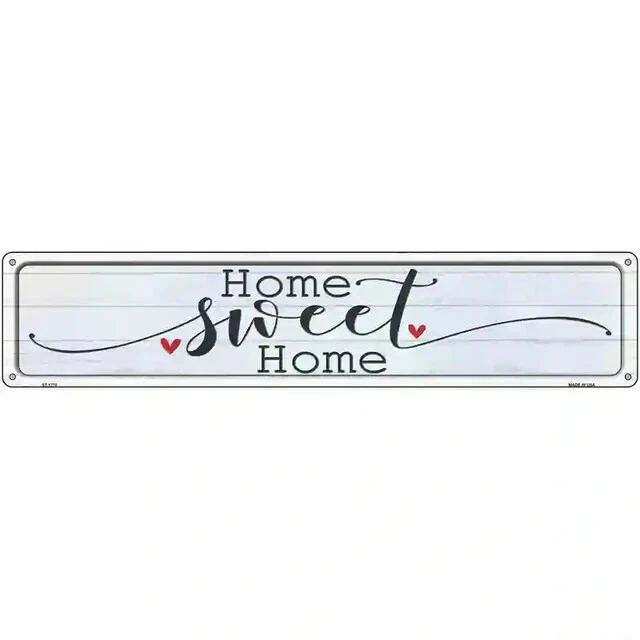 Home Sweet Home Heart 3"x12" metal señal de calle placa puerta casa garaje pared Foto 1 de 1