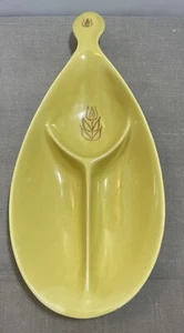 13" Vintage Yellow Cronin Divided Relish Dish Cameron Clay Product Tulips MCM - Picture 1 of 3