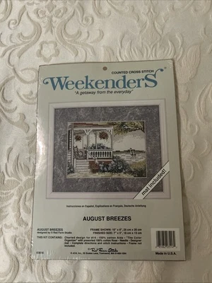 Kit de punto de cruz contado Weekenders AUGUST BREEZES 03516 flores de porche frente al lago Foto 1 de 2