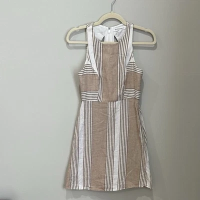 Vestido a rayas BCBG Generation para mujer talla 0 mezcla de lino Foto 1 de 4