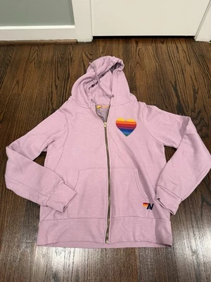 SUDADERA CON CAPUCHA Y CREMALLERA AVIATOR NATION ARCO IRIS PUNTO CORAZÓN - Púrpura Talla M Foto 1 de 4