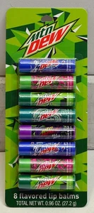 Mountain Dew Lippenbalsam 8 Geschmacksrichtungen Pack Major Melon Baja Blast Voltage Pitch Black - Bild 1 von 2