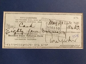 Ava Gardner signierter Scheck - Bild 1 von 2