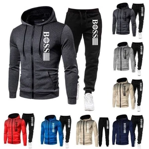 Casual Mens Sportswear Sets Jogging Suit Tracksuit Gym Sweat Sportswear New Suit - Picture 1 of 25