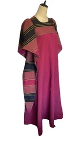 Vintage Maskit Israeli Kaftan-Like Maxi Dress Puff Shoulders Hanging Sleeves - Picture 1 of 18