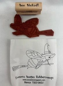 Bee Wicked - Bee Witch Cling Rubber Stamp Halloween W/Sentiment New  - Picture 1 of 4