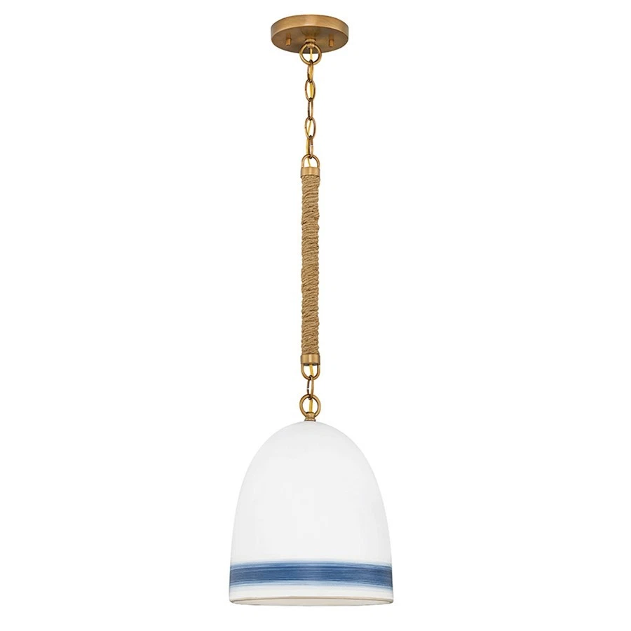 Hinkley Lighting 1 Light Nash Pendant, Heirloom Brass/Navy Stripe - 3364HR-NV - Image 1 of 1