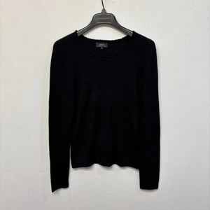 Maglione donna Quince 100% cashmere peso piuma a costine taglia large nero D016 -9 - Foto 1 di 16