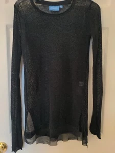 Simply Vera Wang New Women's XS Black Open Knit Tunic Sweater Long Sleeves - Picture 1 of 11