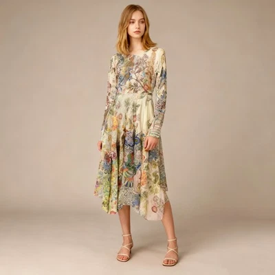 Nuevo sin etiquetas Vestido Johnny Was Alyeshka Floral Malla Bordado Multicolor Midi Talla S Foto 1 de 4