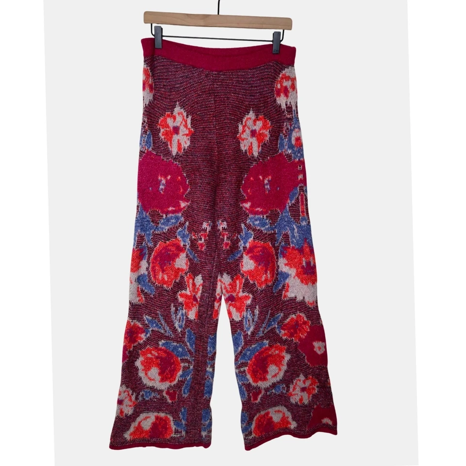 ZARA Floral Jacquard Knit Baggy Straight Leg Pants Loungewear Trousers Boho Sz M - Image 1 of 4