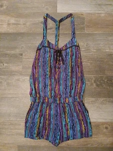 Rare-Forever 21 Boutique-Multicolor Lace Up  Romper Size Small  - Picture 1 of 14