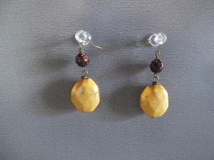 1 Paar alte Ohrhänger senfgelb Harz 1,75 Zoll Ohrringe - Bild 1 von 6