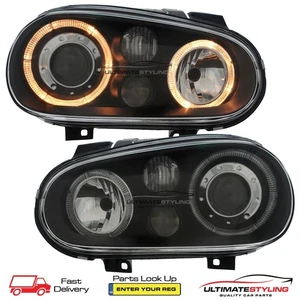 VW Golf Mk4 Headlights Styling Upgrade Halo Projector Twin Angel Eyes Black Fogs - Picture 1 of 12