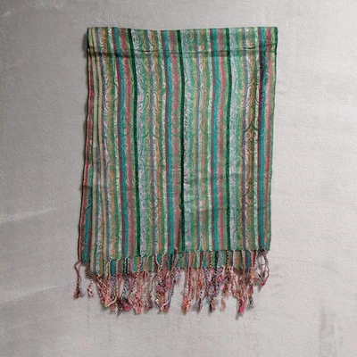 "Bufanda boho arco iris pashmina chal envoltura cachemira 3" flecos coloridos 70"" x 27""" Foto 1 de 4