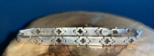 Sterling Silver 925 Bracelet With Cut Out Cross Design - 7.75” - Picture 1 of 7