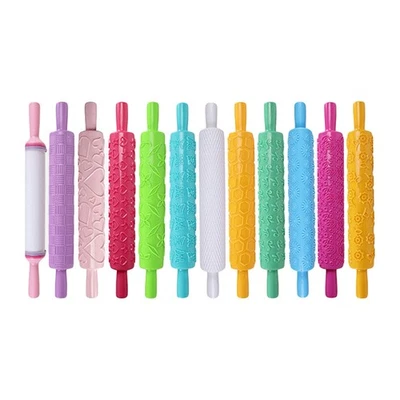 Plastic Non Stick Fondant Rolling Pin Tool Portable Embossed Rolling Pin ZS - Image 1 of 4